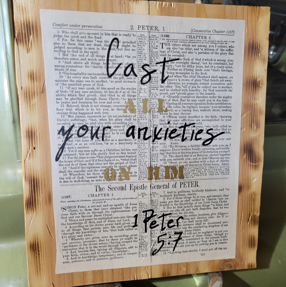 Bible verse wall art 1 Peter 5:7